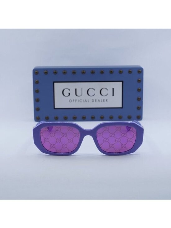 Gucci GG1535S 004 Rectangle Sunglasses - Lilac / Pink GG Pattern main image 7